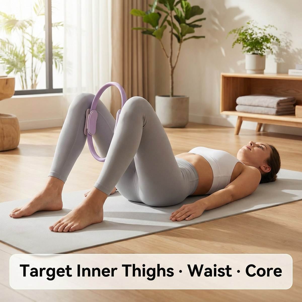 Pilates Yoga Tone - วงแหวนพิลาทิสขนาด 38 ซม. วงเวียนโยคะสำหรับฝึกกล้ามเนื้อต้นขาและกระชับกล้ามเนื้ออุ้งเชิงกราน อุปกรณ์ออกกำลังกายที่บ้าน