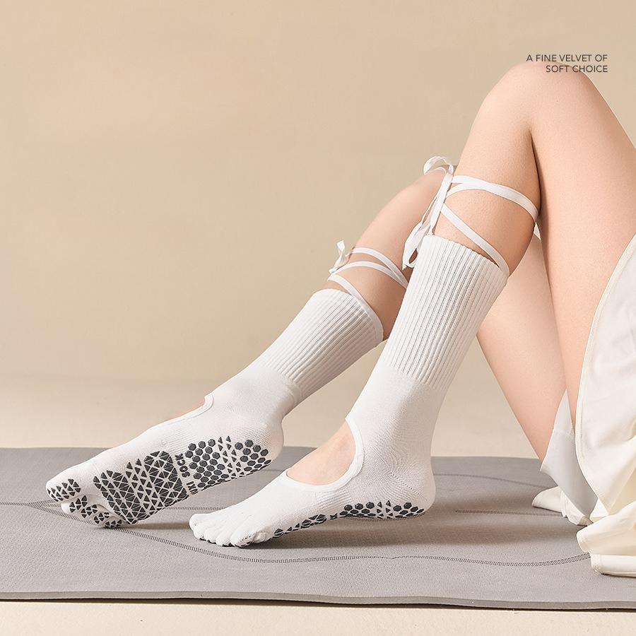 ถุงเท้าโยคะแบบผูกเชือกสำหรับผู - Pilates Yoga Origin บทวิจารณ์และราคา