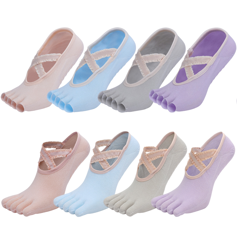 ห้านิ้วถุงเท้าโยคะลูกไม้ Cross - Pilates Yoga Ballet บทวิจารณ์และราคา